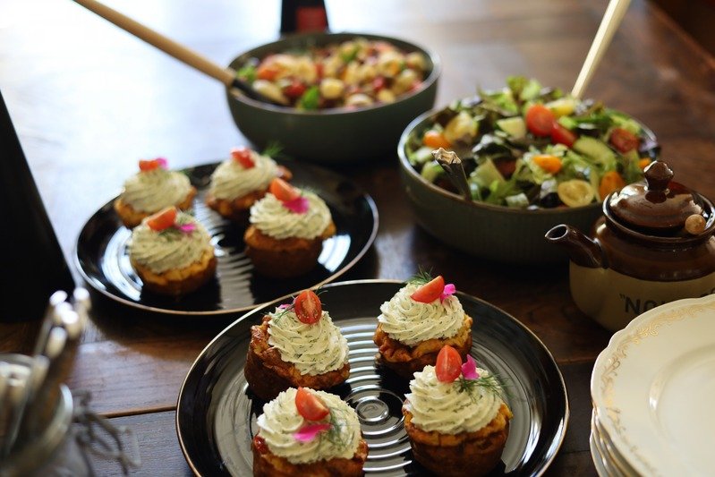 Salads and cupcakes at the retreat