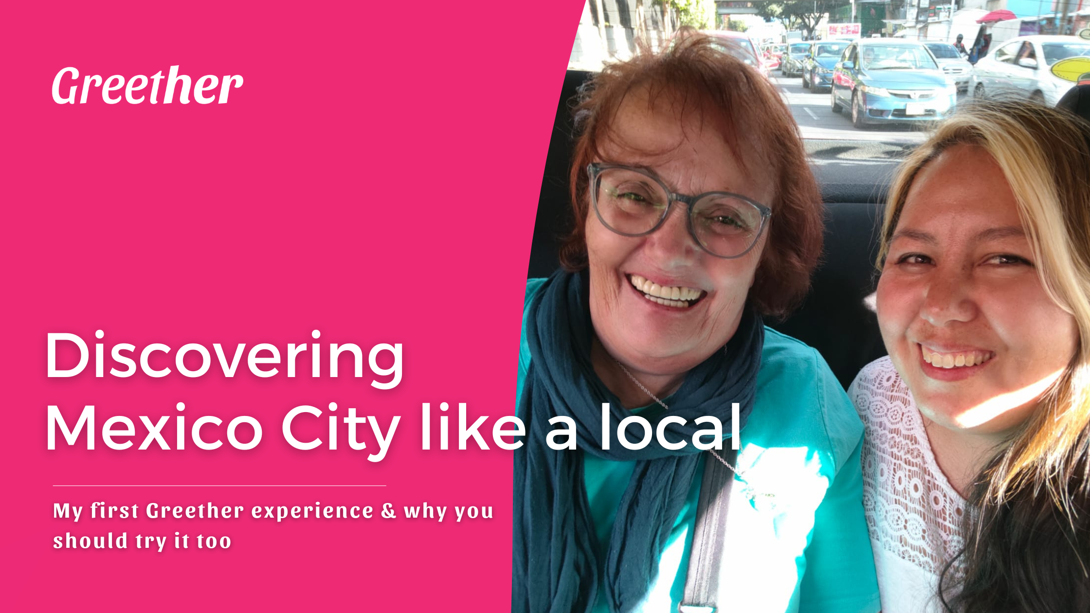 Elder female traveler in Mexico City with a female guide from Greether