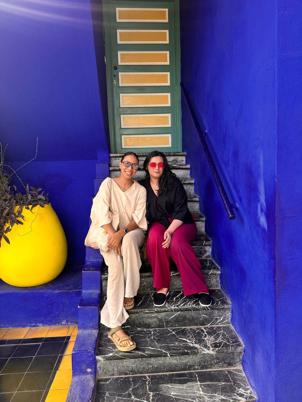 Solo female traveler Maira with her local Greeter Abla in Marrakech, Morocco